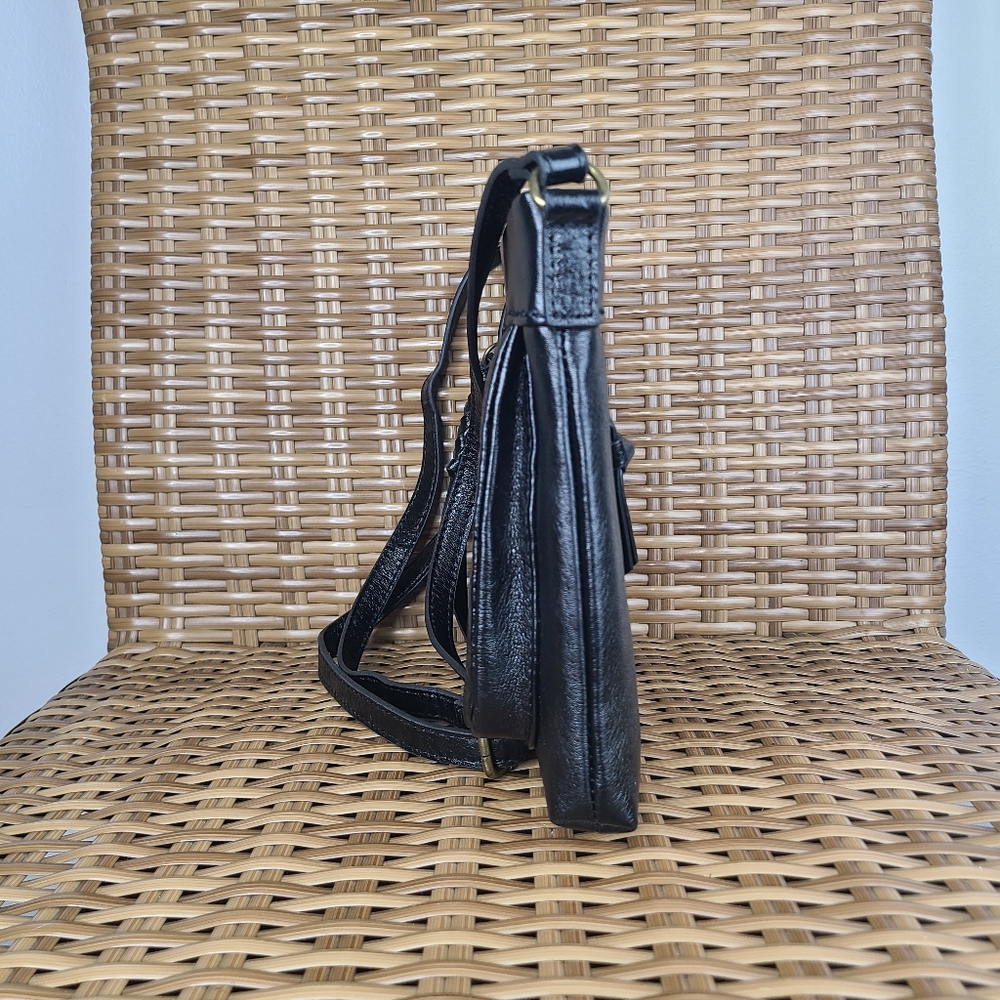 The Sak Sanibel Black Floral Embossed Leather Crossbody Bag Purse Small - Picture 8 of 14